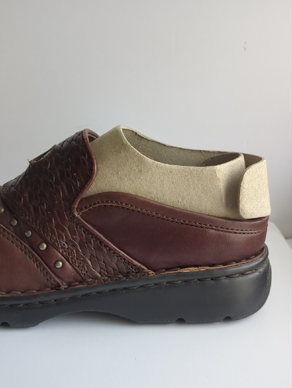 Women’s Double H Boots Brown Leather Slip-On Mules Clogs Western Stud Detail - Picture 10 of 16